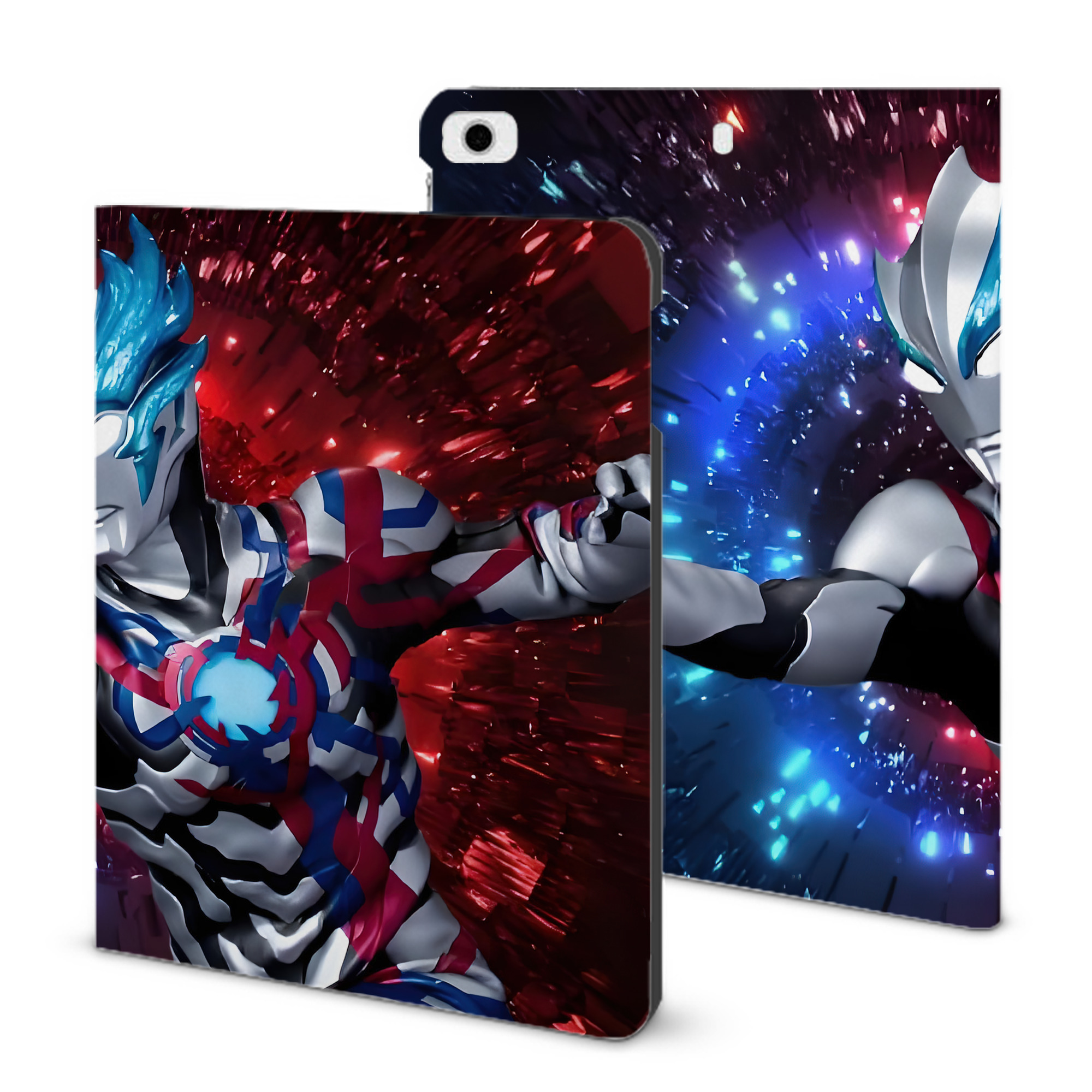 （画像用） ウルトラマン Ultraman IPad ケース ブック型 PUレザー TPU 耐衝撃 軽量 薄型 ペン収納なし 全面保護 IPad 各モデル対応